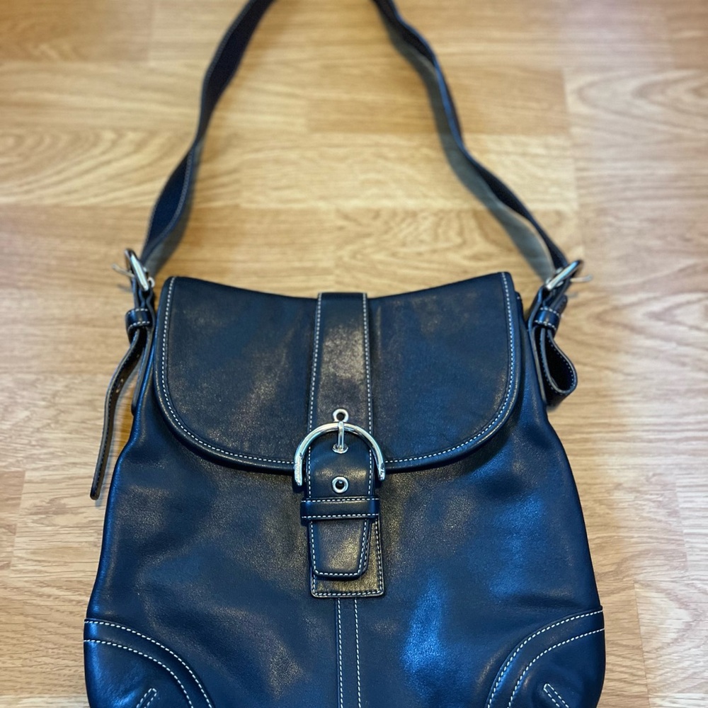 Coach Vintage Soho Black leather Buckle Crossbody Handbag